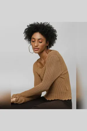 ONLY Brown U-Neck Pullover