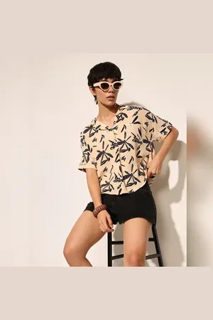 ONLY Beige Printed Viscose Shirt