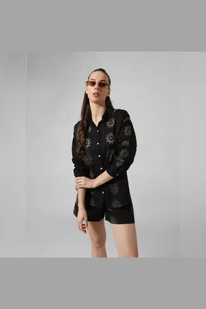 ONLY Black Schiffli Co-ord Set Shirt