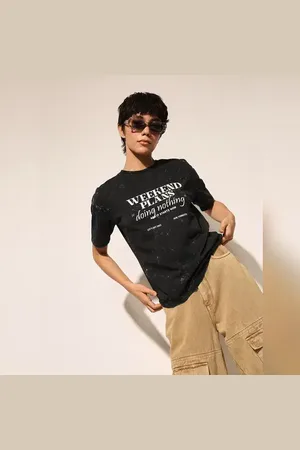 ONLY Black Printed Cotton T-shirt