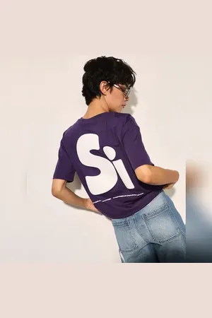 ONLY Purple Printed Cotton T-shirt