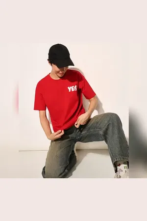 ONLY Red Printed Cotton T-shirt