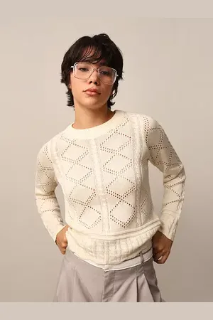 ONLY Beige Pointelle Knit Pullover