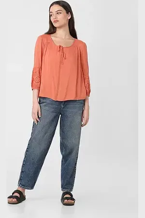 ONLY Orange Neck Tie-Up Top