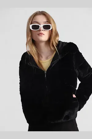 ONLY Black Faux Fur Hooded Jacket