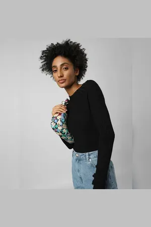ONLY Black Ribbed Cropped Pullover