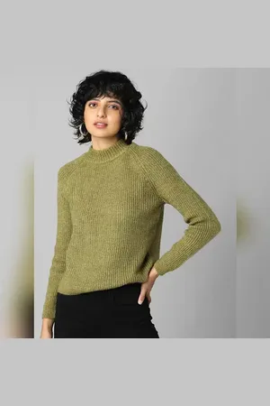 ONLY Green Rib Knit Pullover