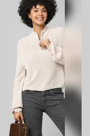 ONLY Brown High Neck Ribbed Pullover