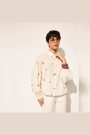 ONLY White Embroidered Shirt