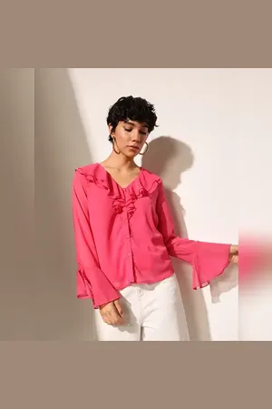 ONLY Bright Pink Sheer Shirt
