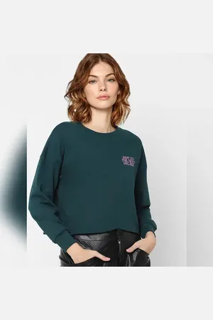 ONLY Green Text Print Cropped Sweatshirt