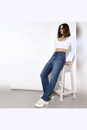 ONLY Blue High Rise Straight Fit Jeans