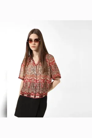 ONLY Brown Abstract Print Shirt