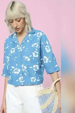 ONLY Blue Printed Resort Shirt