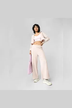 ONLY Light Pink Mid Rise Wide Leg Pants