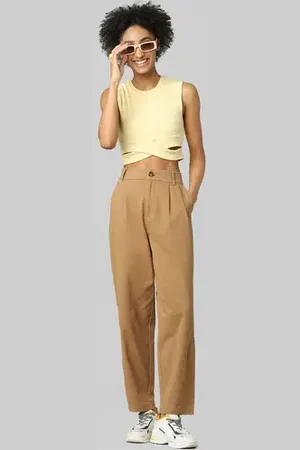 ONLY Brown High Rise Chino Pants