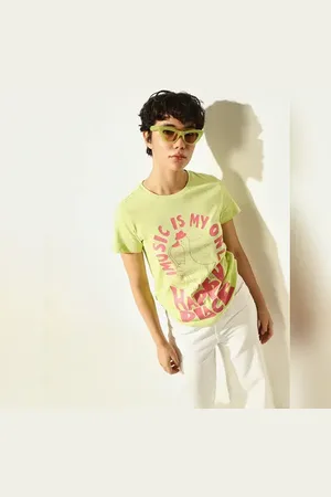 ONLY Green Printed Cotton T-shirt