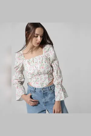 ONLY White Floral Smocked Top