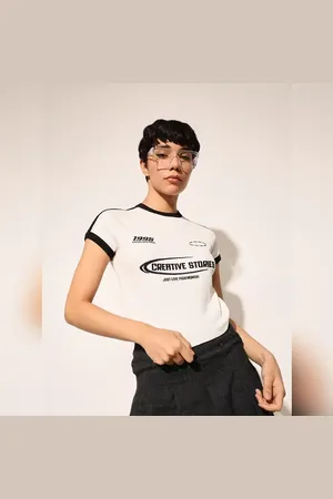 ONLY White Ribbed Cropped T-shirt