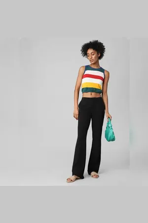 ONLY Black Mid Rise Tailored Flared Pants