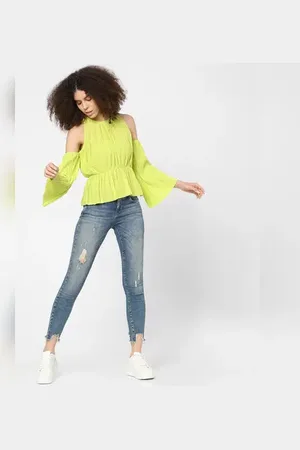 ONLY Green Plisse Top