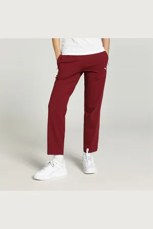 Topshop sporty shell cuffed tracksuit bottoms in burgundy - part of a set