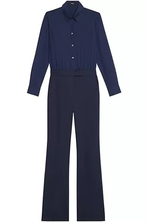 THEORY Tailored Mixed-Media Jumpsuit