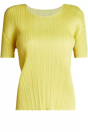 Pleats Please Issey Miyake July Scoop-Neck Pleated T-Shirt - Green