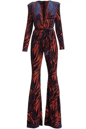 Michael Costello Collection Women Jumpsuits - Eva Palm Flared Jumpsuit