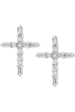 Diamond Cross Earrings 110 ct tw Roundcut 10K White Gold  Kay