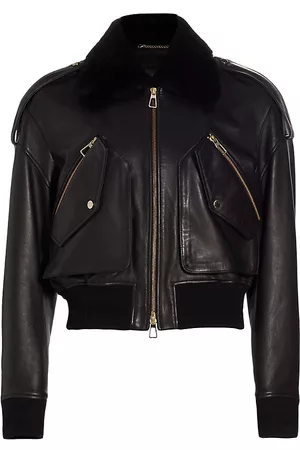 Shop Maximilian Printed Leather Biker Jacket