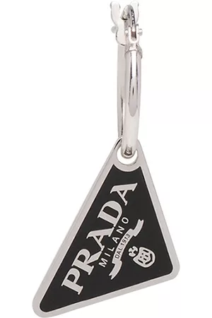 Saffiano Triangle Necklace With Logo in Black - Prada