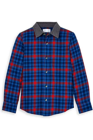 JusCubs Boys Checkered Casual Dark Blue Shirt - Buy JusCubs Boys