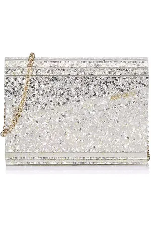 Gimmy Choo, Bags, Jimmy Choo Ellipse Champagne Coarse Glitter Fabric Clutch  Bag