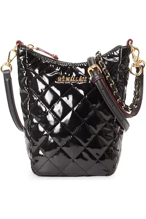 MZ WALLACE Medium Metro Quilted Nylon Shoulder Bag Black/Black