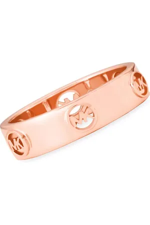 Shop Michael Kors 14K-Rose-Gold-Plated & Cubic Zirconia Monogram Bangle