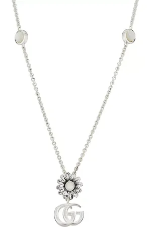 Shop GUCCI Interlocking g flower pearl necklace (661125 I4620 8078) by  BabyYuu | BUYMA