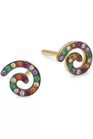 Earrings Caro Creolo  18k gold plated with white zirconia detachabl Sif  Jakobs Jewellery