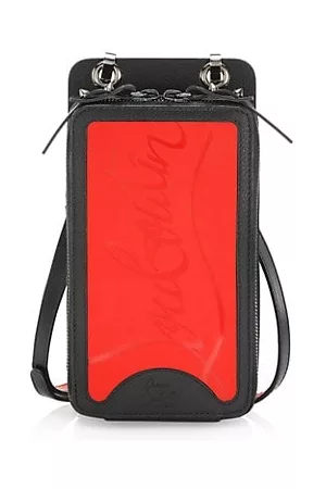 Shop Christian Louboutin Loubi Grained Leather Phone Box