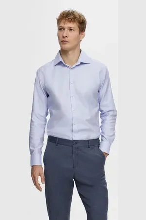SELECTED Blue Wrinkle Free Full Sleeves Shirt