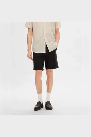 SELECTED Black Mid Rise Cotton Chino Shorts