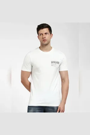 SELECTED White Printed Crew Neck T-shirt