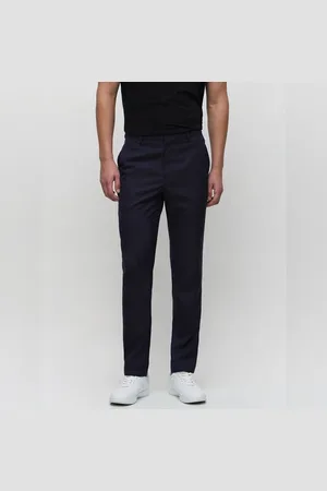 SELECTED Dark Blue Mid Rise Check Tailored Suit-Set Trousers