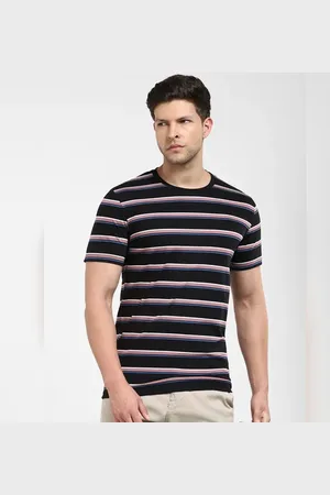 SELECTED Black Striped Crew Neck T-shirt