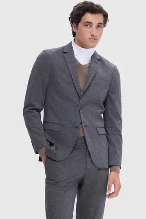 SELECTED Blue Slim Fit Jersey Suit-Set Blazer