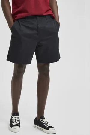 SELECTED Black Mid Rise Organic Cotton Chino Shorts