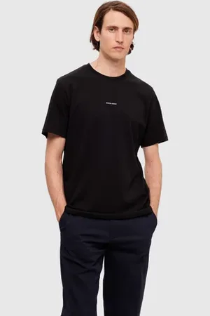 SELECTED Black Logo Print Crew Neck T-shirt