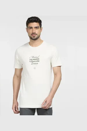 SELECTED Off-White Text Print Crew Neck T-shirt