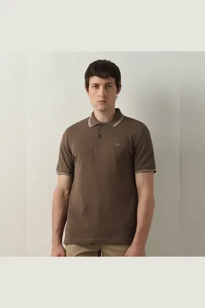 SELECTED Dark Brown Organic Cotton Polo T-shirt