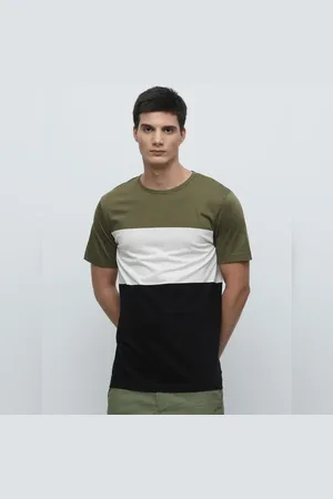 SELECTED Green Colourblocked Crew Neck T-shirt